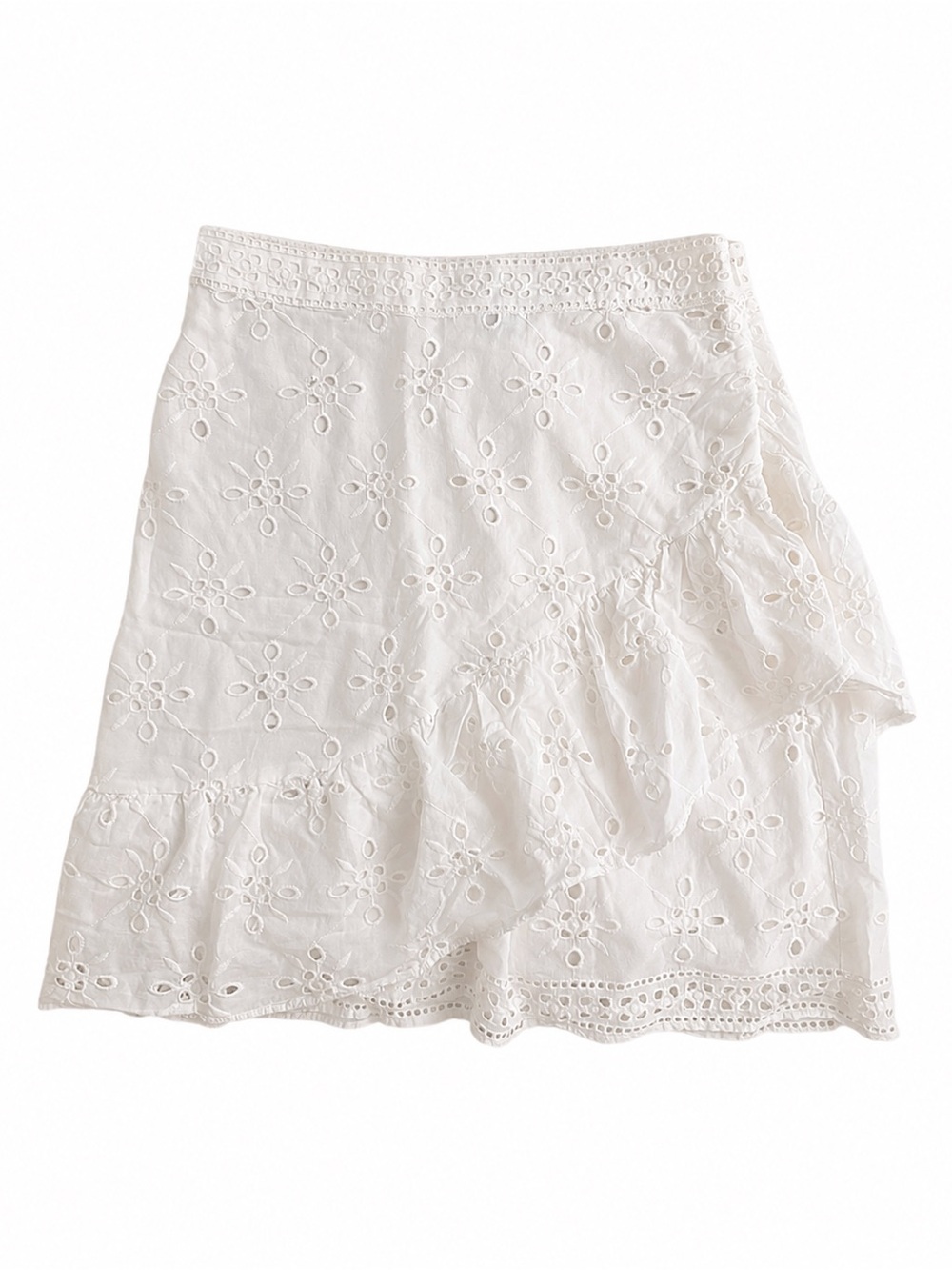 Express White Eyelet Ruffle Summer Skirt Size 8